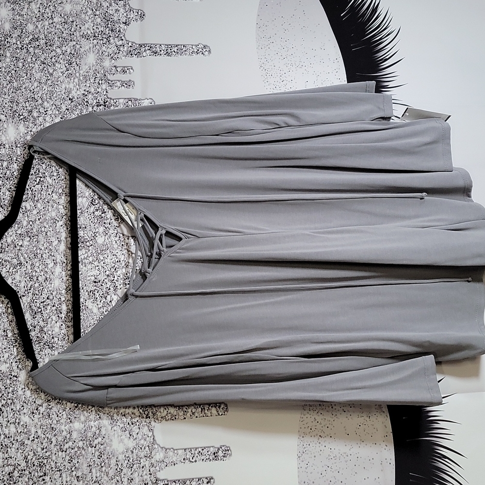 Womens sheer tie v neck top